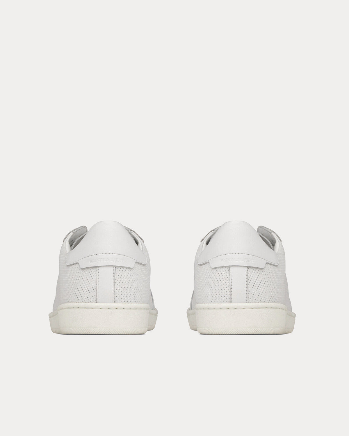 Saint Laurent SL/10 Court Classic Perforated & Smooth Leather Optic White Low Top Sneakers - 4