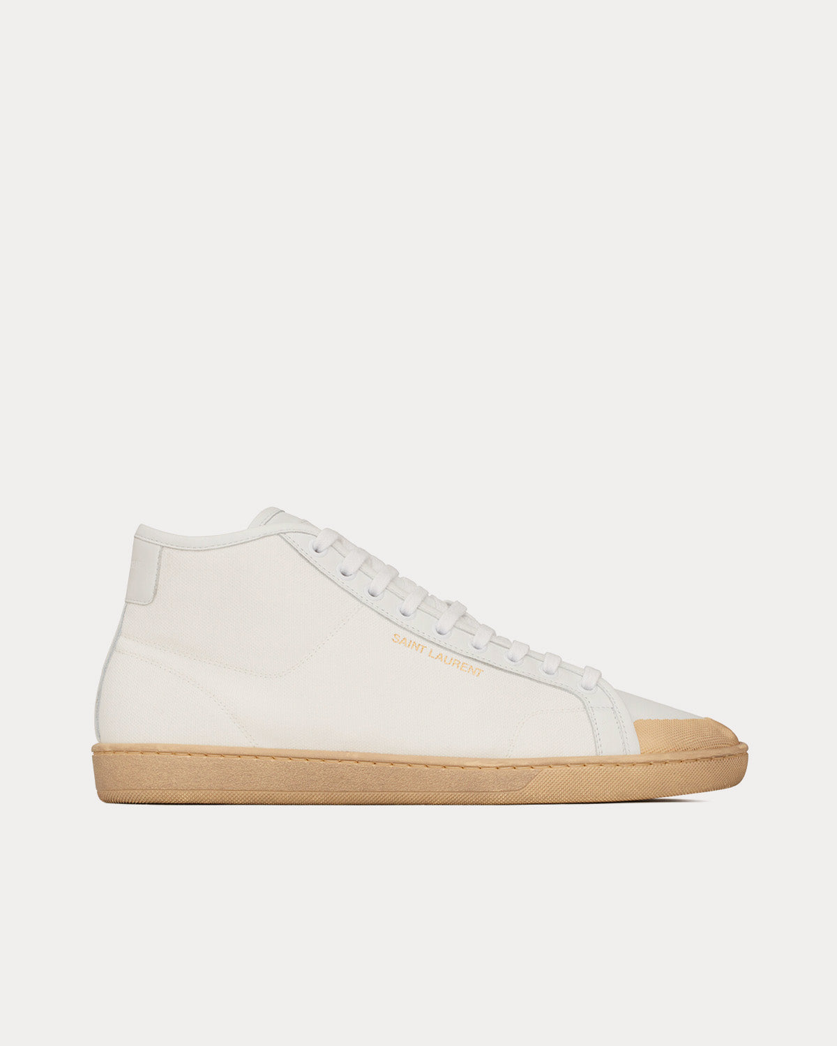 Saint Laurent SL/39 Court Classic Canvas & Leather Off-White Mid Top Sneakers - 1