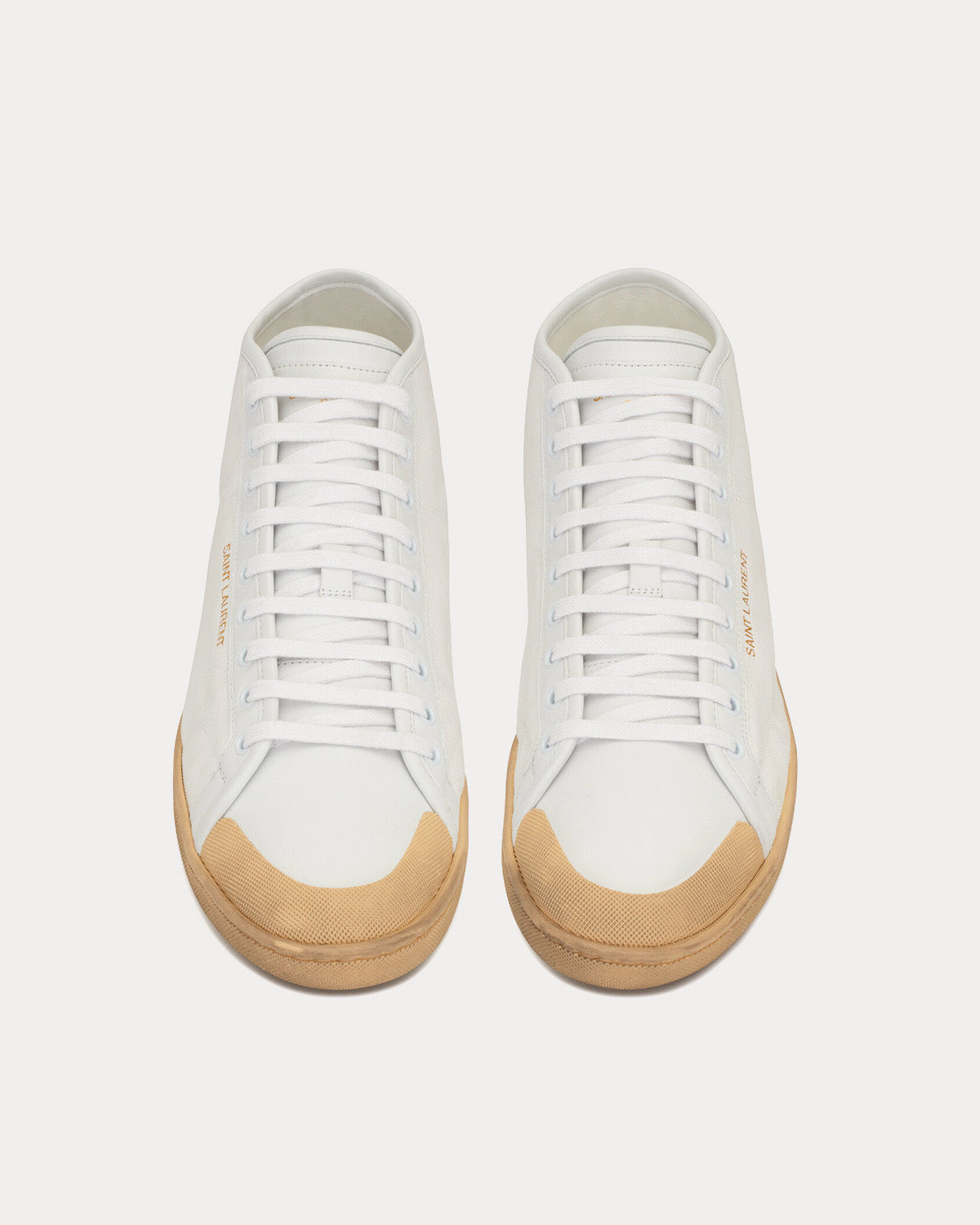 Saint Laurent SL/39 Court Classic Canvas & Leather Off-White Mid Top Sneakers - 2