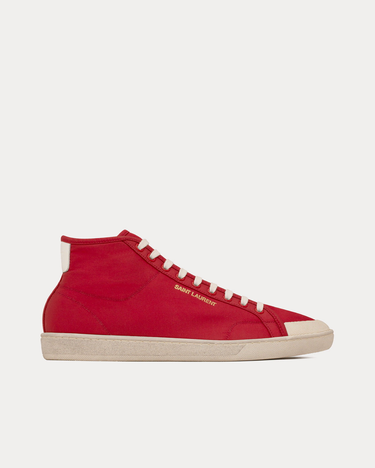 SL/39 Court Classic Nylon & Leather Red / Coffee White Mid Top Sneakers