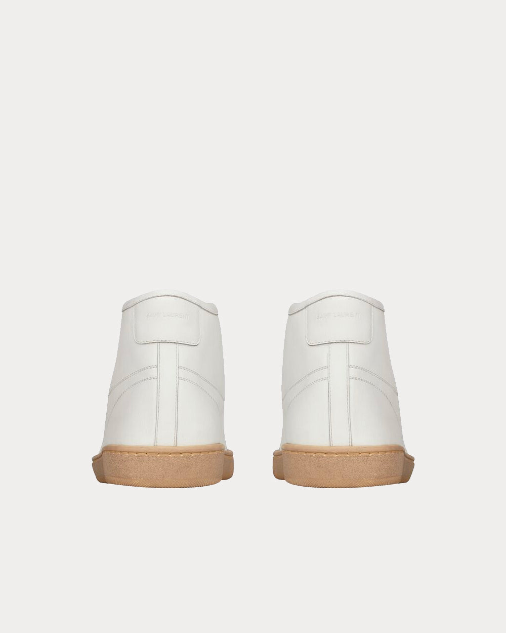 Saint Laurent Court Classic Sl/39 Grained Leather Ivory Mid Top Sneakers - 4