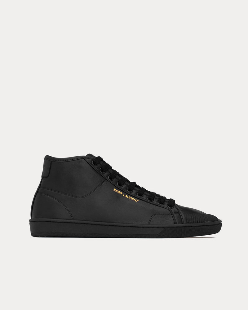 Saint Laurent SL/39 Court Classic Leather Noir Mid Top Sneakers - 1