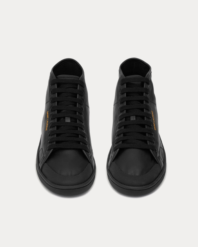 Saint Laurent SL/39 Court Classic Leather Noir Mid Top Sneakers - 2