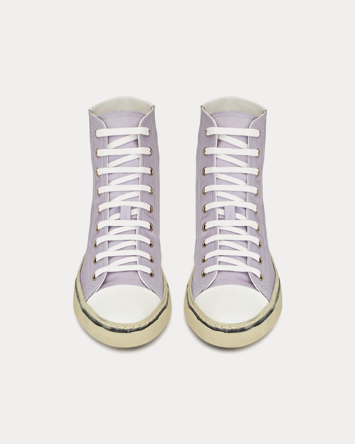 Saint Laurent Malibu Crepe Satin & Smooth Leather Soft Lila / Optic White High Top Sneakers - 2