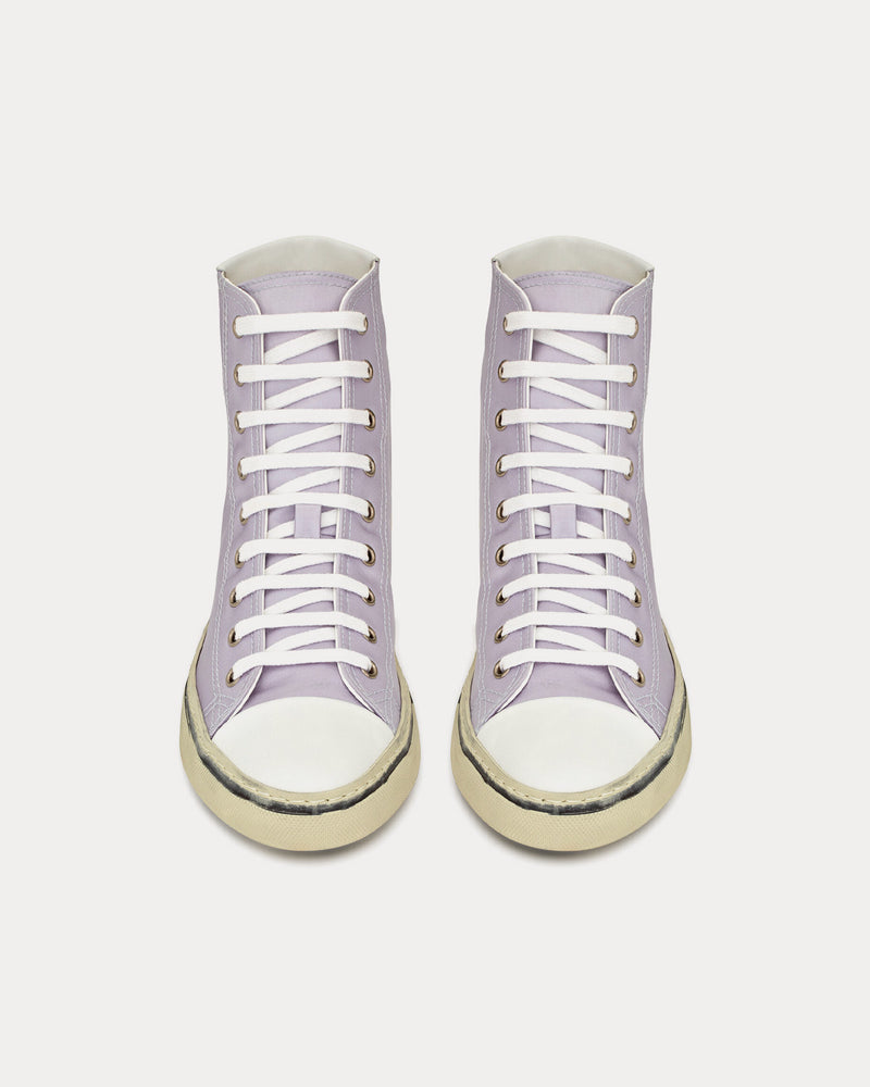 Saint Laurent Malibu Crepe Satin & Smooth Leather Soft Lila / Optic White High Top Sneakers - 2