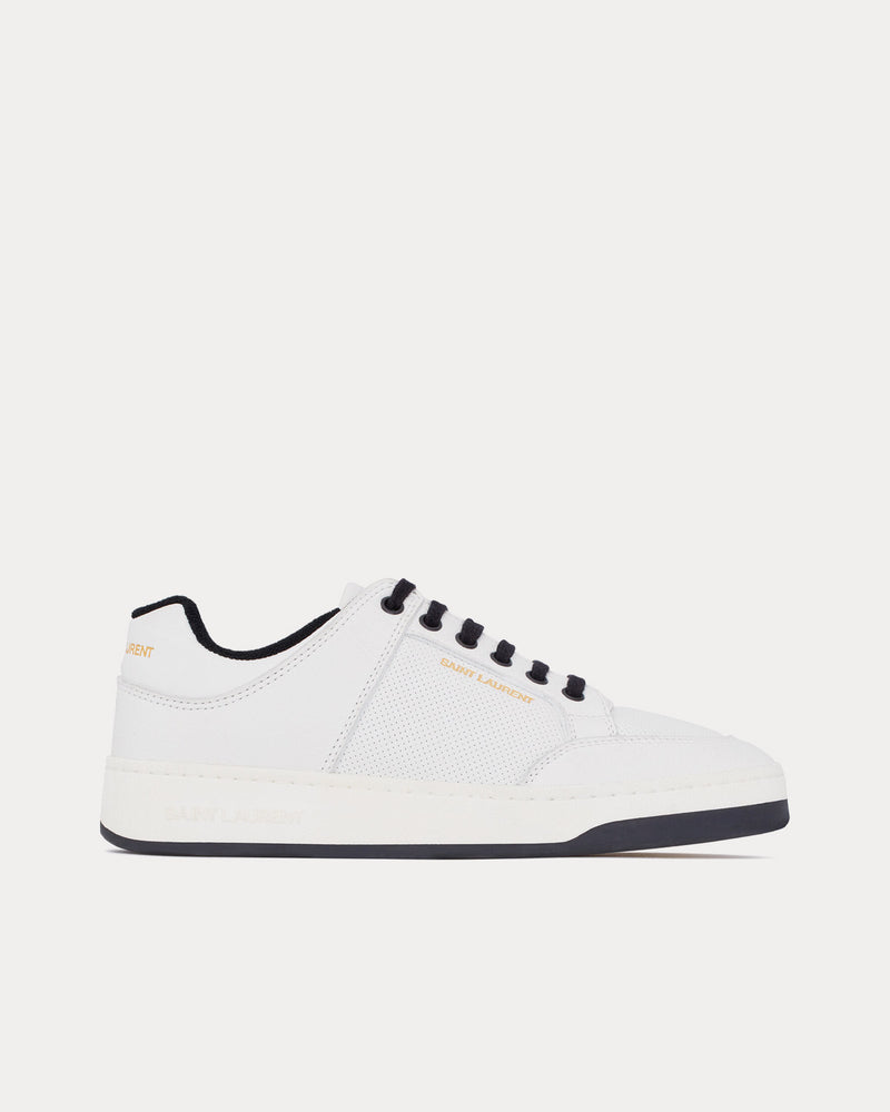 Saint Laurent SL/61 Grained Leather Blanc Optique Low Top Sneakers - 1