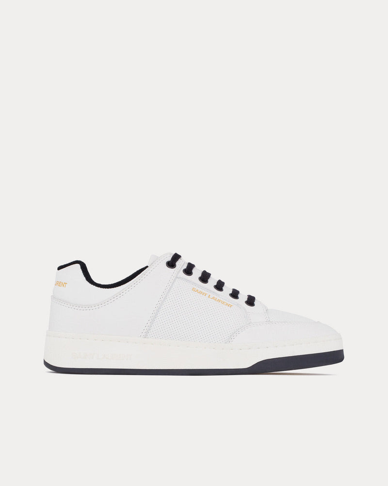 Saint Laurent SL/61 Grained Leather Blanc Optique Low Top Sneakers - 1