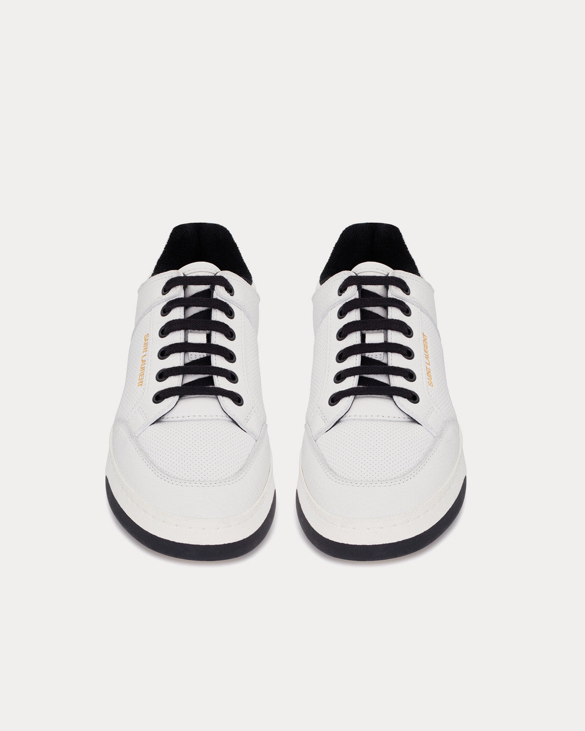 Saint Laurent SL/61 Grained Leather Blanc Optique Low Top Sneakers - 2