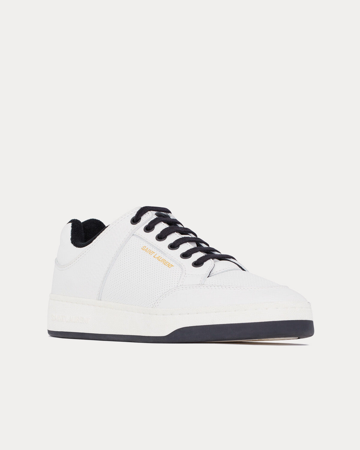 Saint Laurent SL/61 Grained Leather Blanc Optique Low Top Sneakers - 3