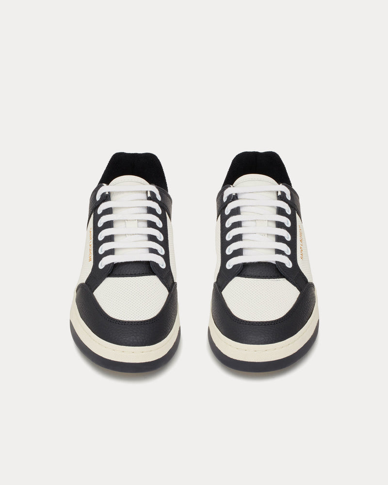 Saint Laurent SL/61 Smooth & Grained Leather White / Black Low Top Sneakers - 2