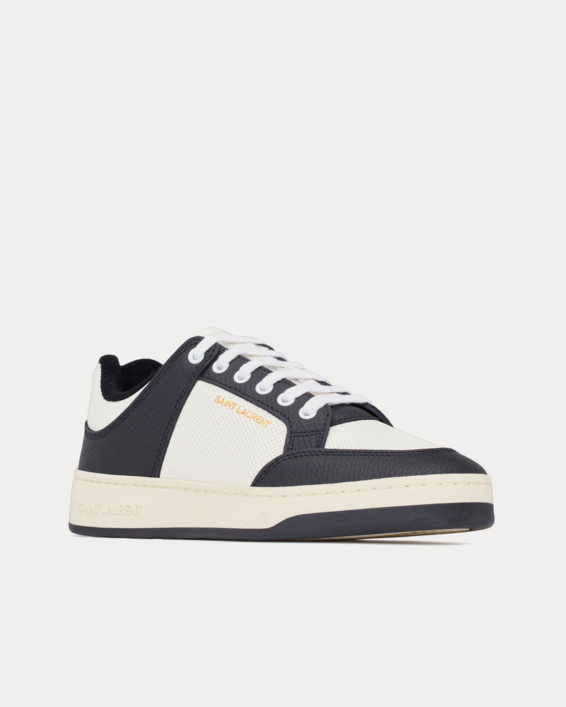 Saint Laurent SL/61 Smooth & Grained Leather White / Black Low Top Sneakers - 3