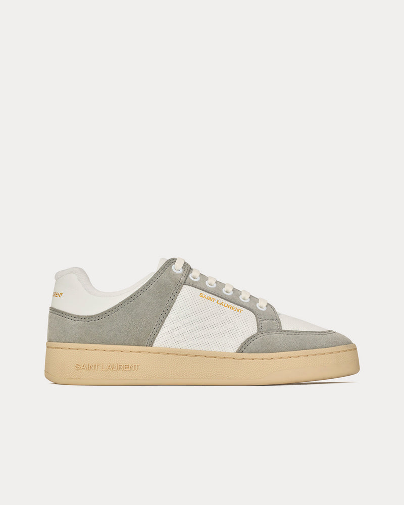 Saint Laurent SL/61 Leather & Suede Blanc Optique / Paris Roof Low Top Sneakers - 1