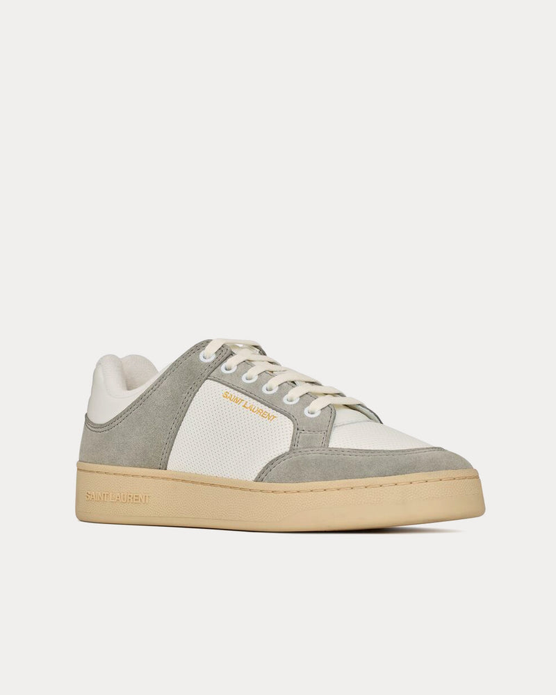 Saint Laurent SL/61 Leather & Suede Blanc Optique / Paris Roof Low Top Sneakers - 3