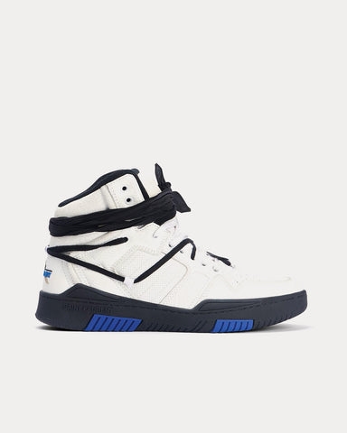 Saint Laurent Smith Grain Leather Blanc et Bleu High Top Sneakers