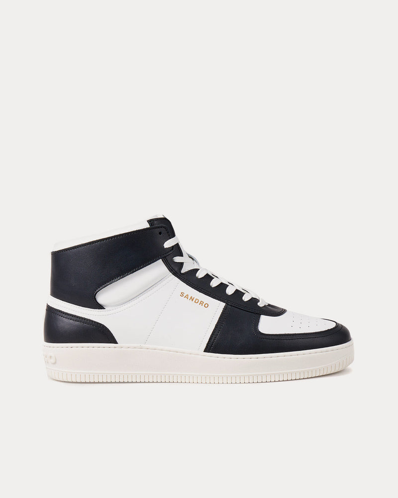 Sandro Leather Black / White High Top Sneakers - 1