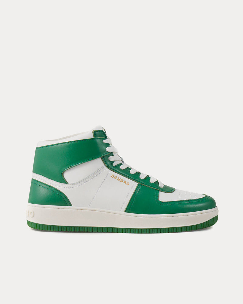 Sandro Leather Green / White High Top Sneakers - 1