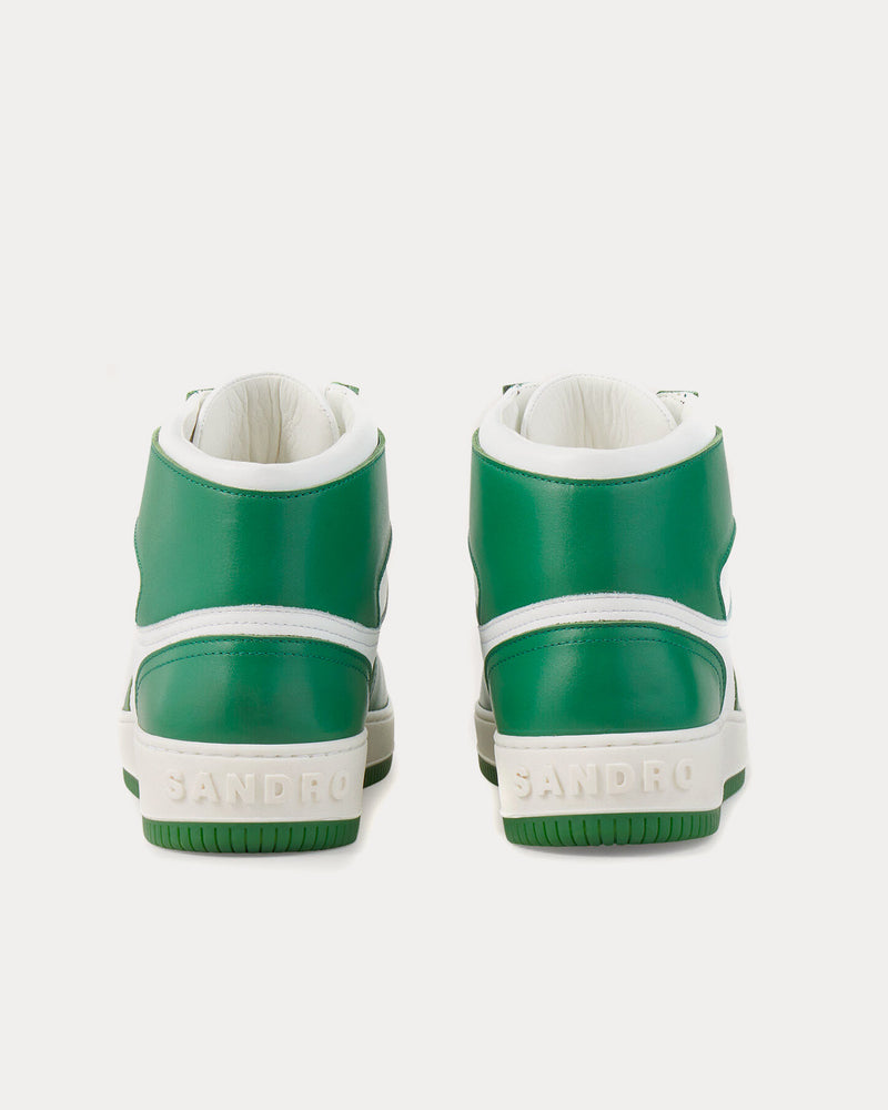 Sandro Leather Green / White High Top Sneakers - 3