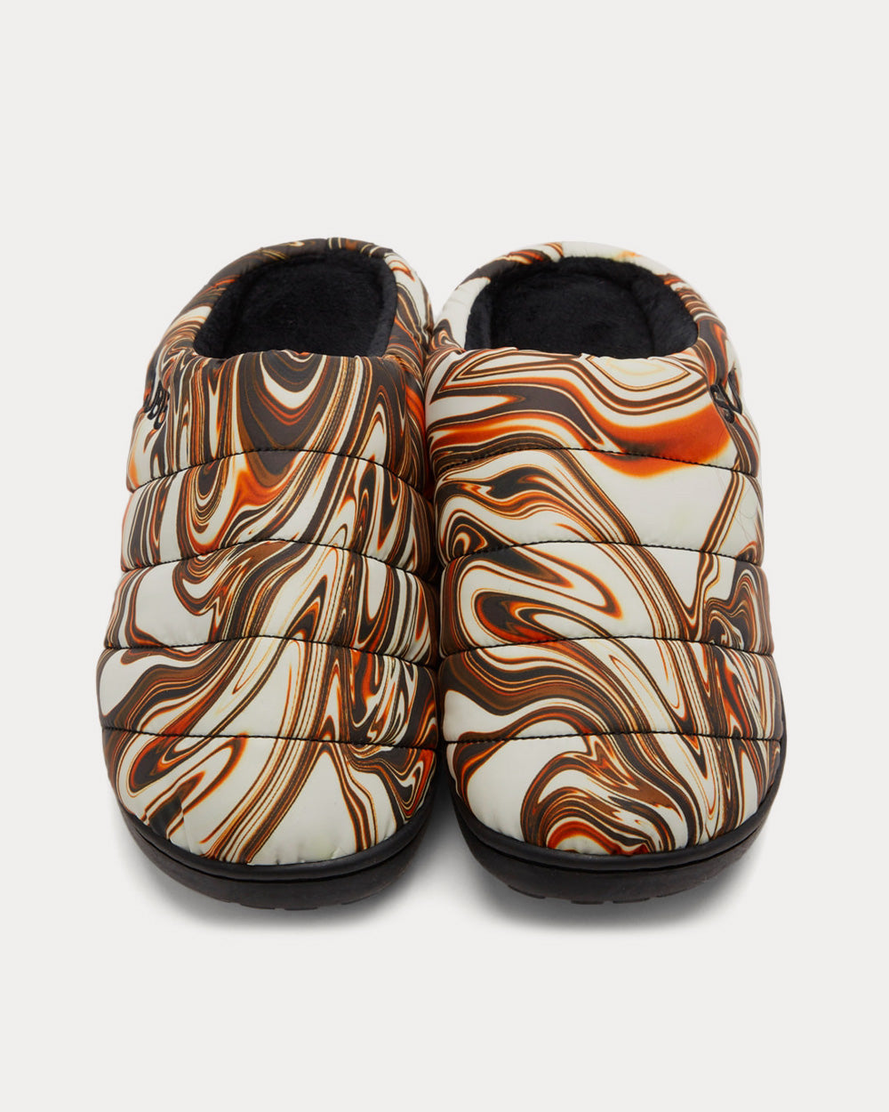 Subu Quilted Suminagashi Brown / White Slip Ons - 2