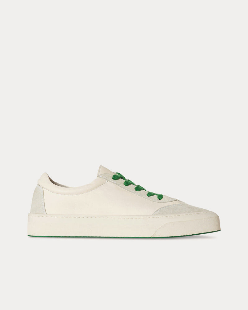 The Row Marley Lace-Up in Leather & Suede Milk Low Top Sneakers - 1