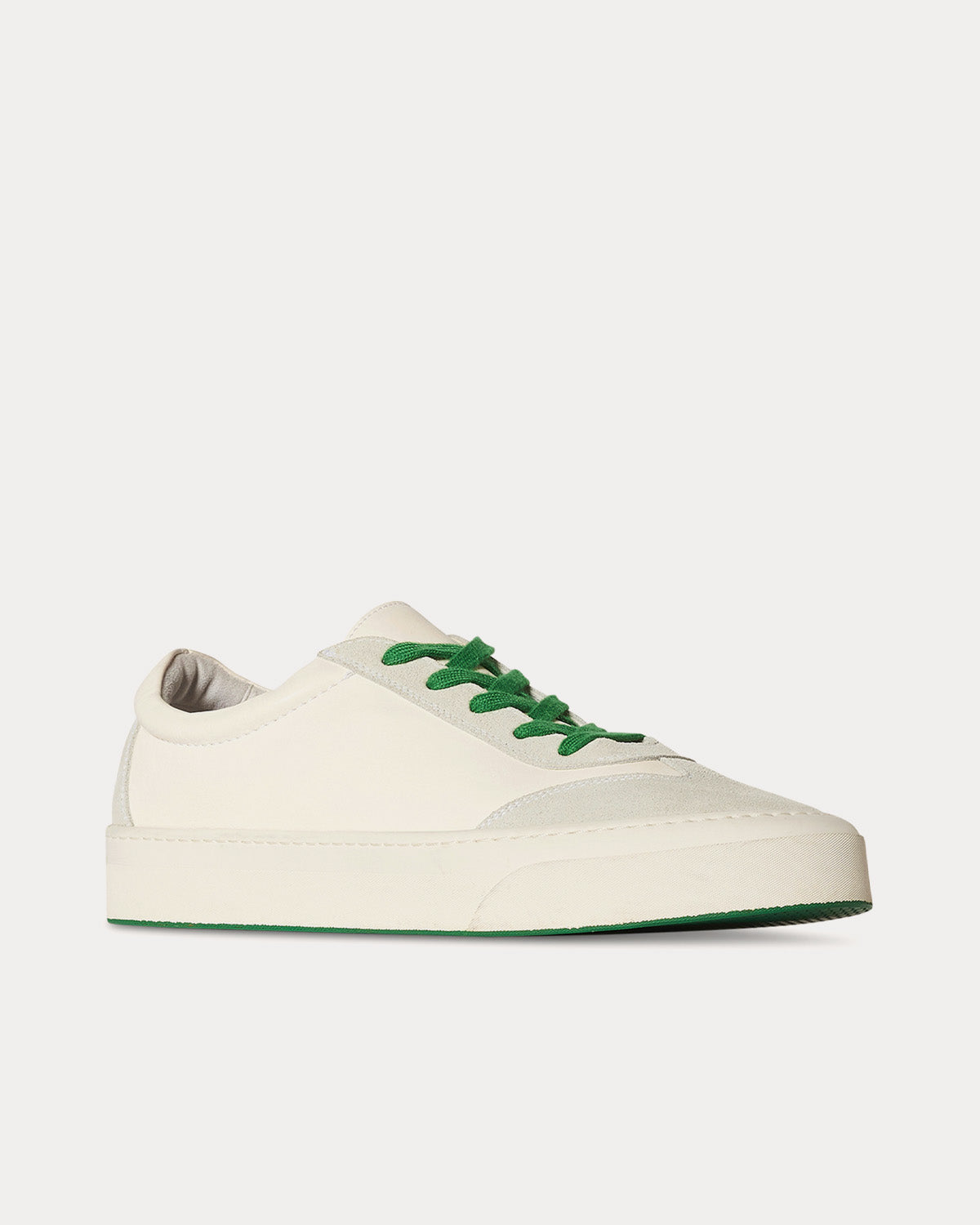 The Row Marley Lace-Up in Leather & Suede Milk Low Top Sneakers - 3