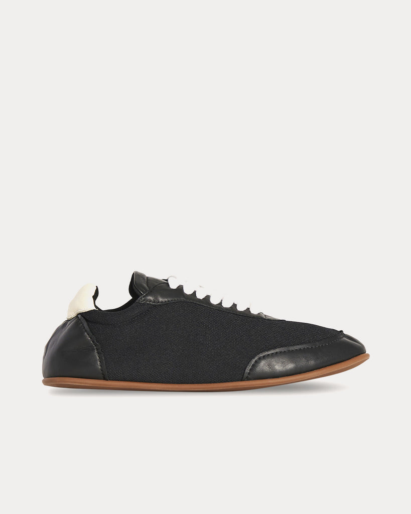 The Row Owen City Sneaker in Leather Mesh Brown Black Low Top