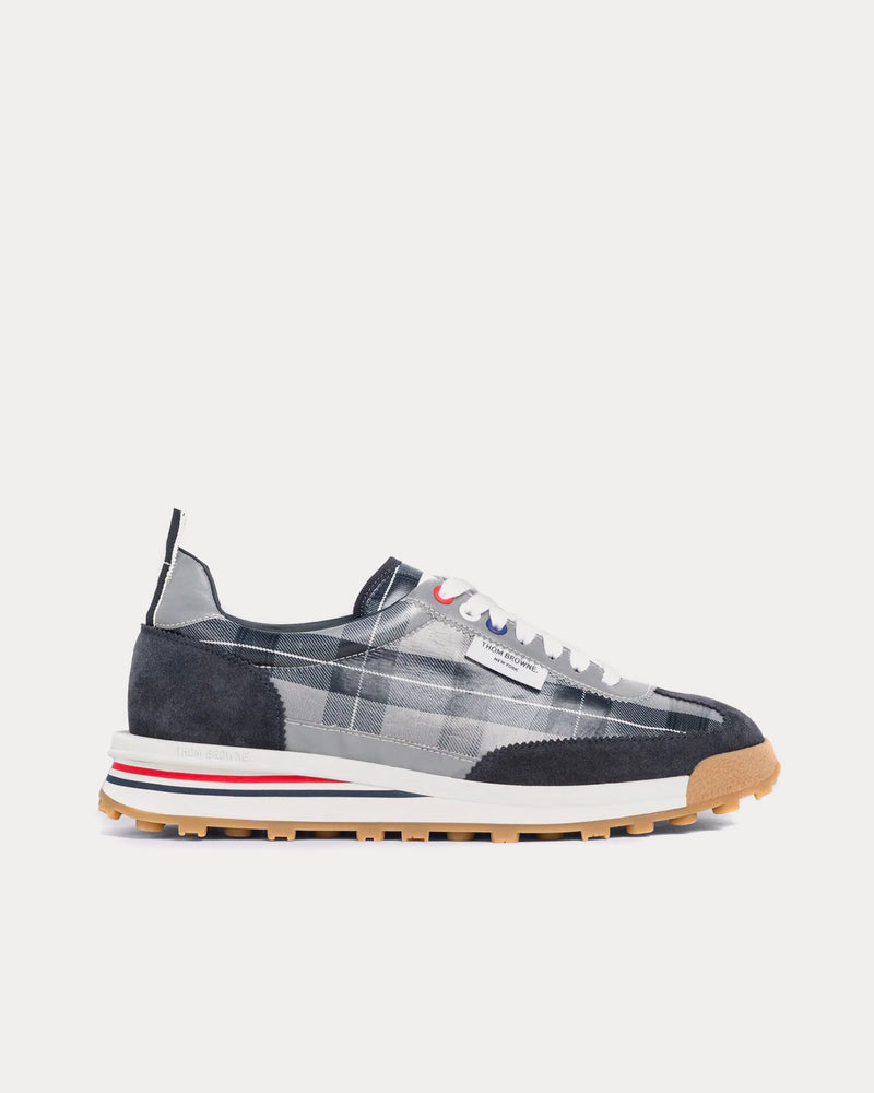 Thom Browne Tech Runner Tartan Shiny Navy Low Top Sneakers - 1