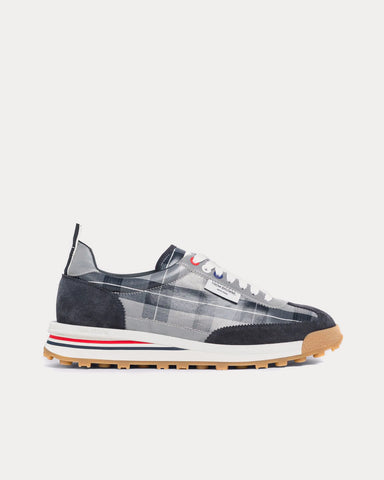 Thom Browne Tech Runner Tartan Shiny Navy Low Top Sneakers