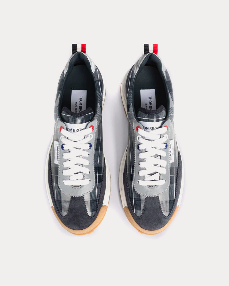 Thom Browne Tech Runner Tartan Shiny Navy Low Top Sneakers - 2