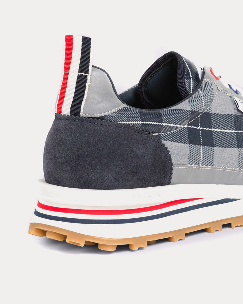 Thom Browne Tech Runner Tartan Shiny Navy Low Top Sneakers - 5