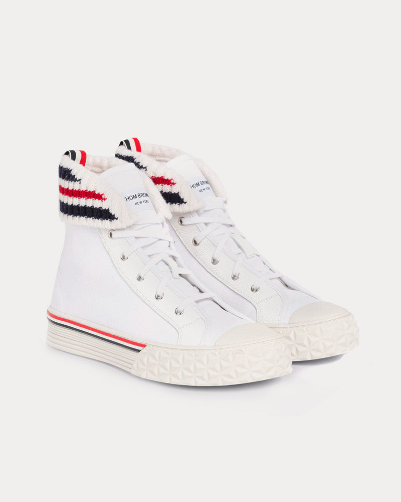 Thom Browne Collegiate Canvas Tartan White High Top Sneakers - 2