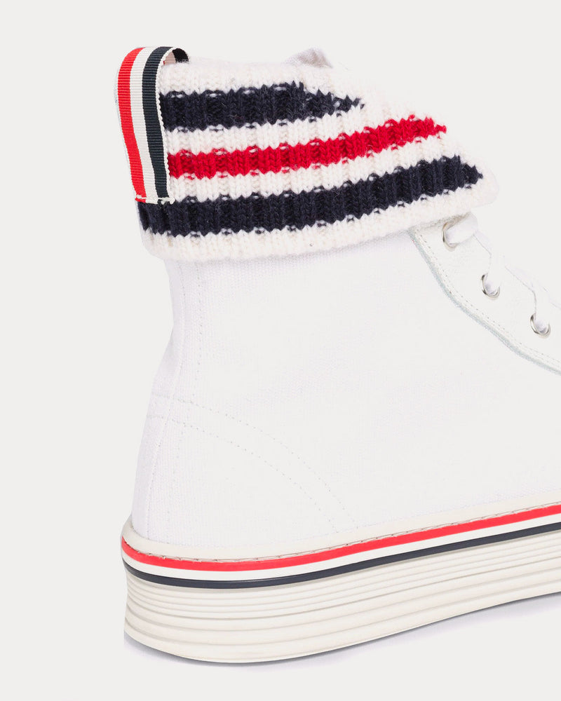 Thom Browne Collegiate Canvas Tartan White High Top Sneakers - 3