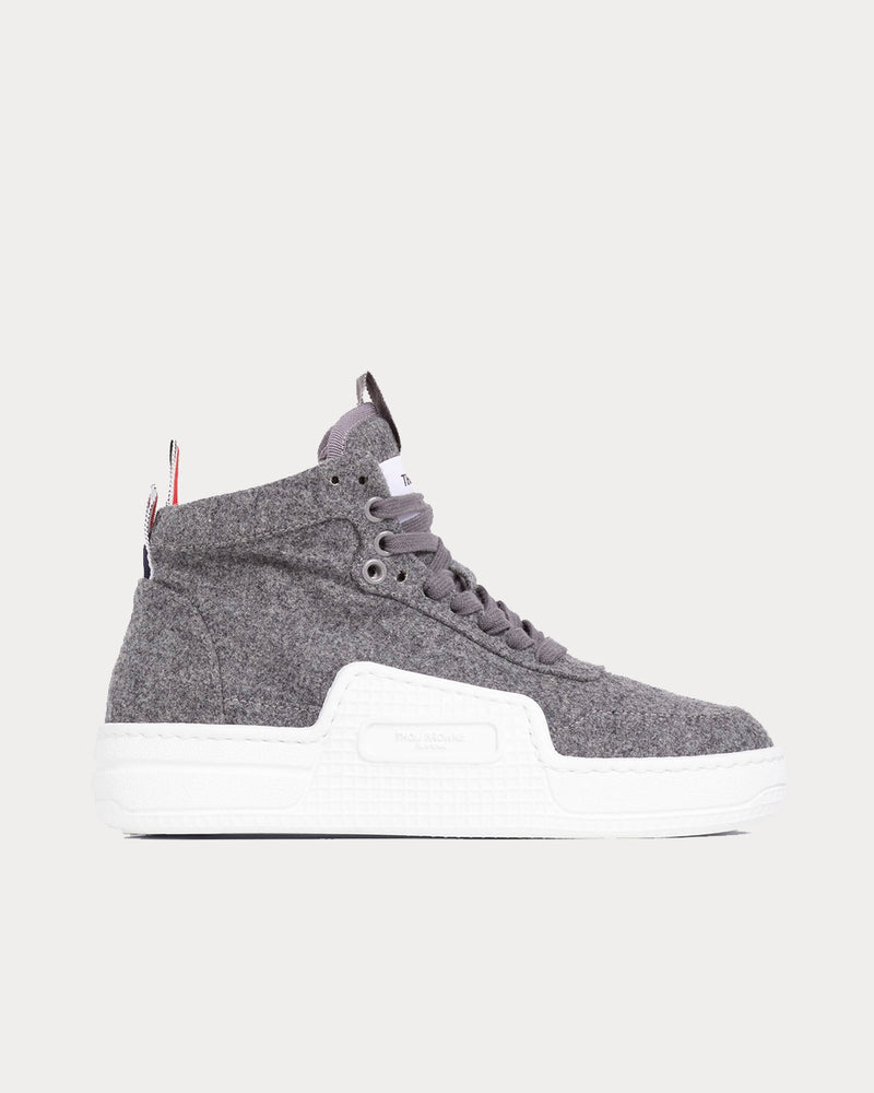 Thom Browne Flannel Covered Basketball Medium Grey High Top Sneakers - 1