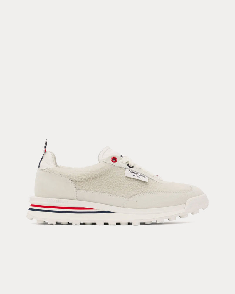 Thom Browne Tech Runner Shearling & Suede White Low Top Sneakers - 1