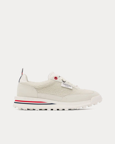 Thom Browne Tech Runner Shearling & Suede White Low Top Sneakers