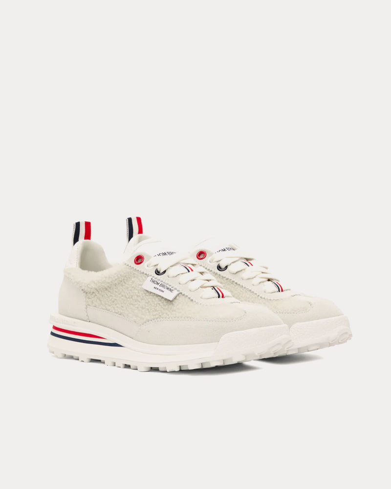 Thom Browne Tech Runner Shearling & Suede White Low Top Sneakers - 2