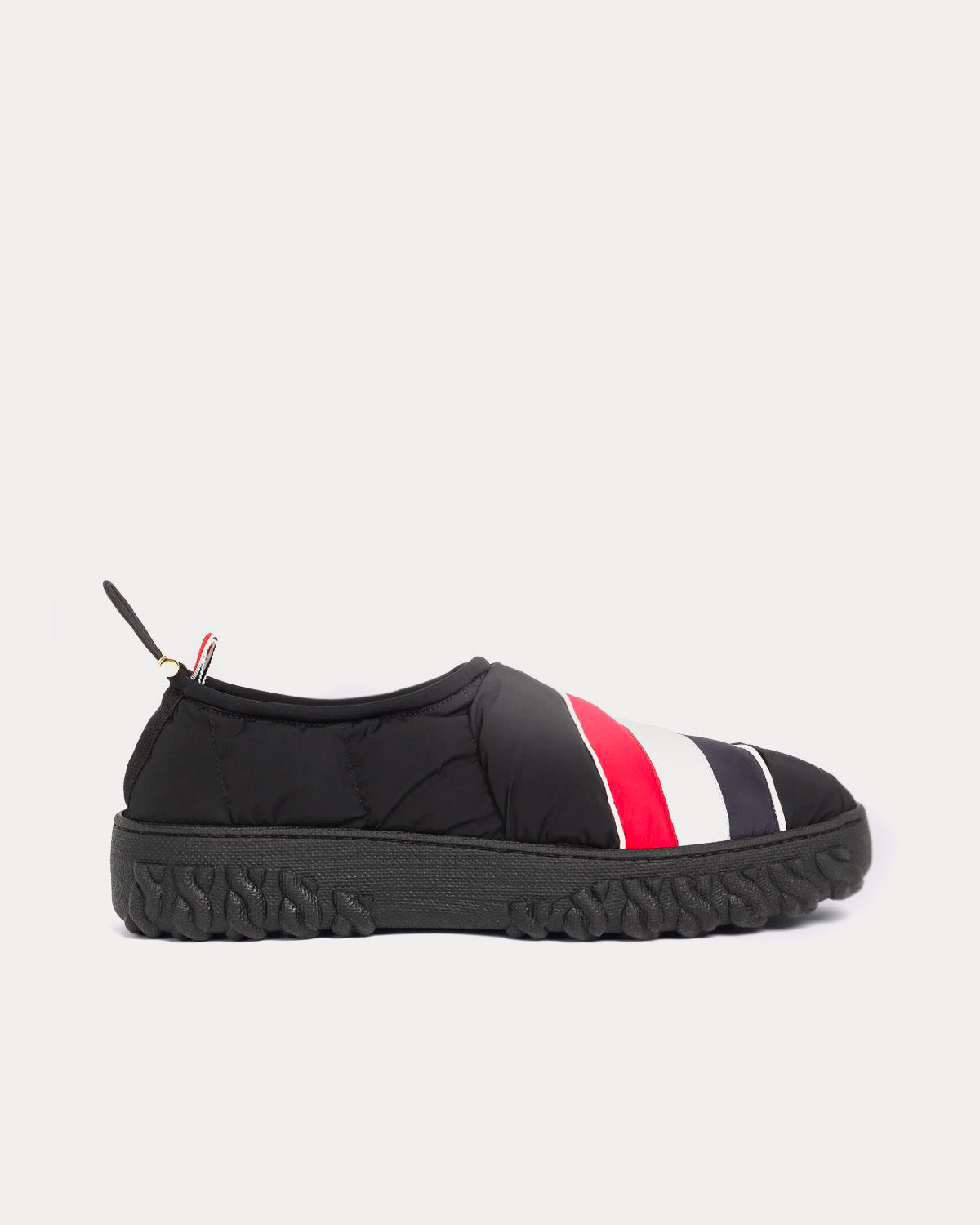 Thom Browne Warm Up Poly Twill Cable Knit Sole Black Slip Ons - 1