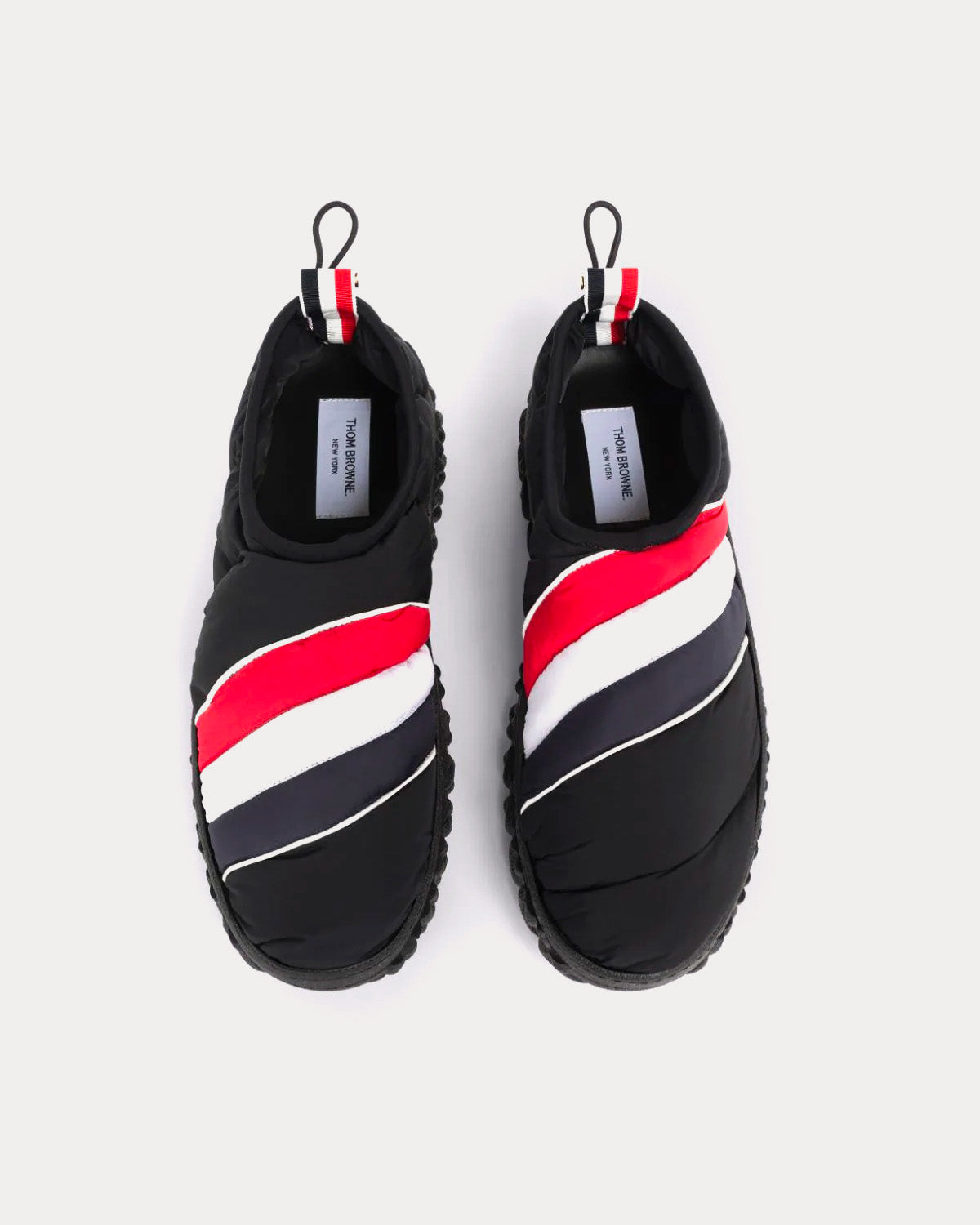 Thom Browne Warm Up Poly Twill Cable Knit Sole Black Slip Ons - 2