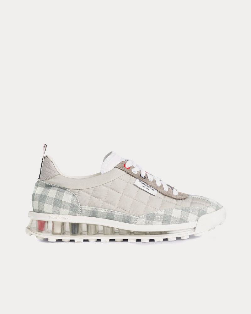 Thom Browne Tech Runner Quilted Gingham Print Grey Low Top Sneakers - 1