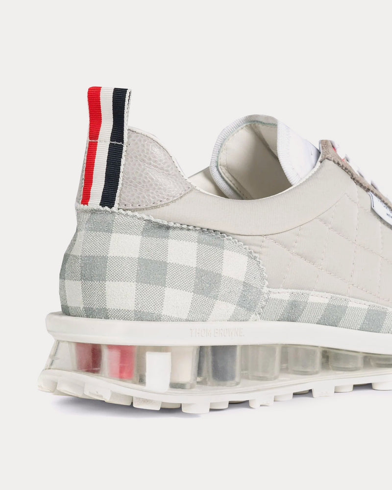 Thom Browne Tech Runner Quilted Gingham Print Grey Low Top Sneakers - 2