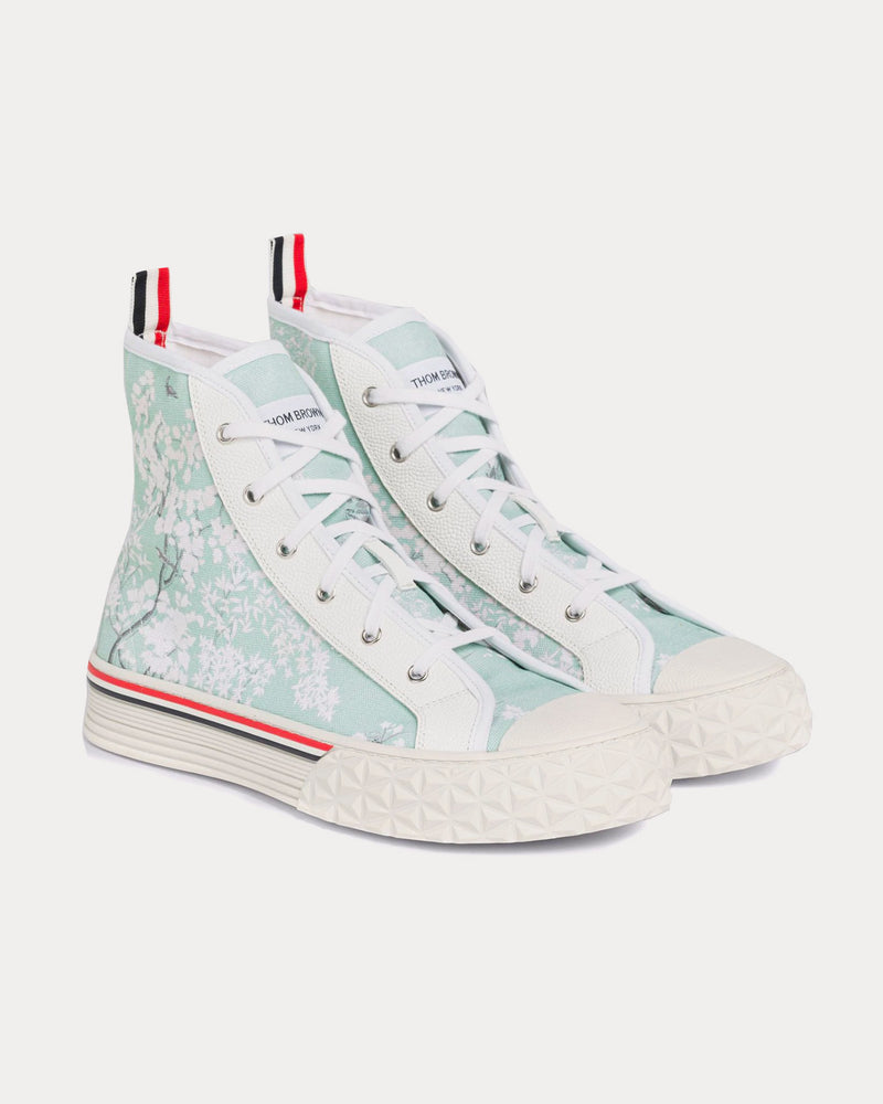 Thom Browne Collegiate Toile Printed Canvas Light Blue High Top Sneakers - 2