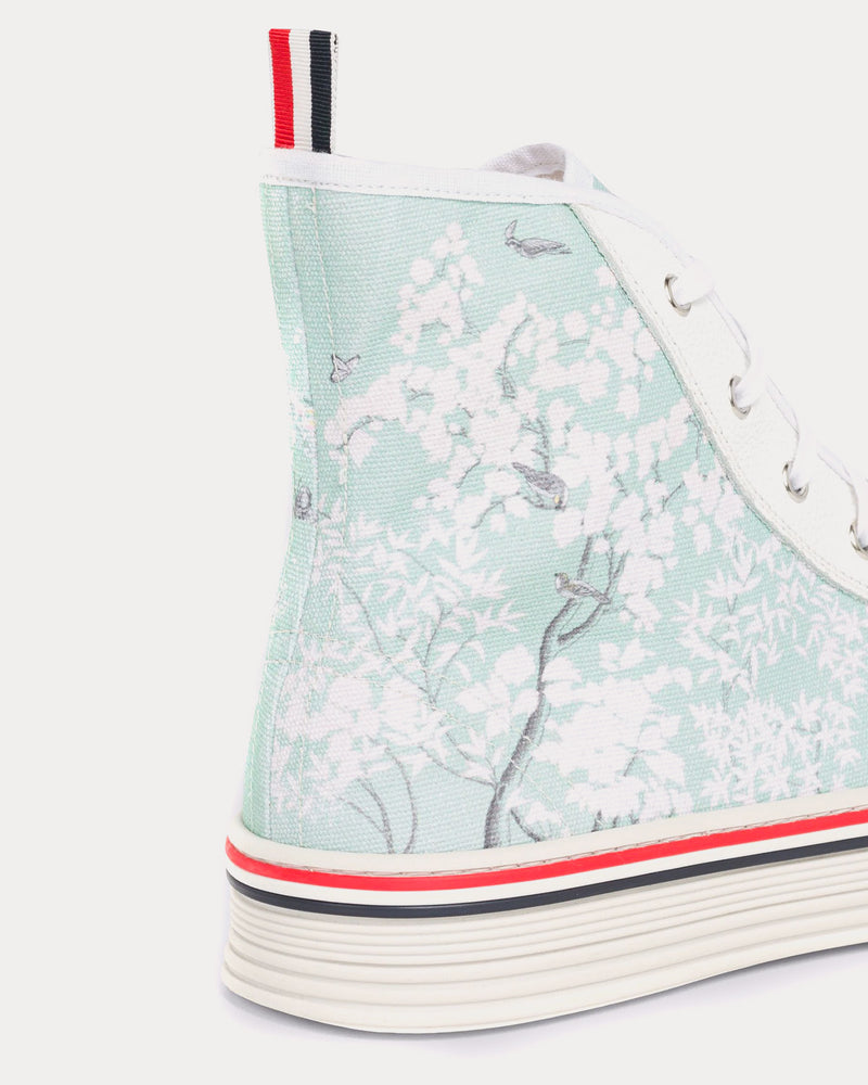 Thom Browne Collegiate Toile Printed Canvas Light Blue High Top Sneakers - 3