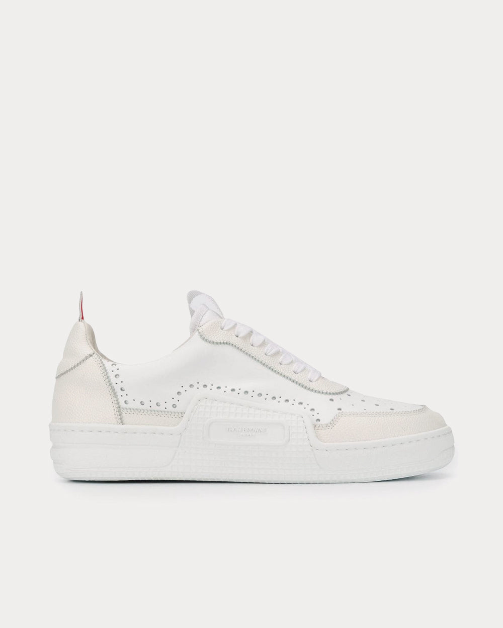 Thom Browne Vitello Calfskin Basketball White Low Top Sneakers - 1