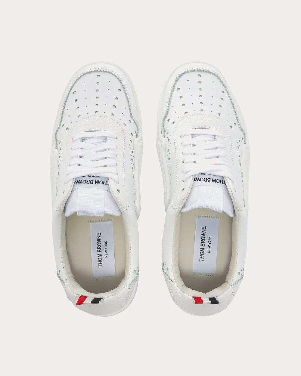 Thom Browne Vitello Calfskin Basketball White Low Top Sneakers - 3