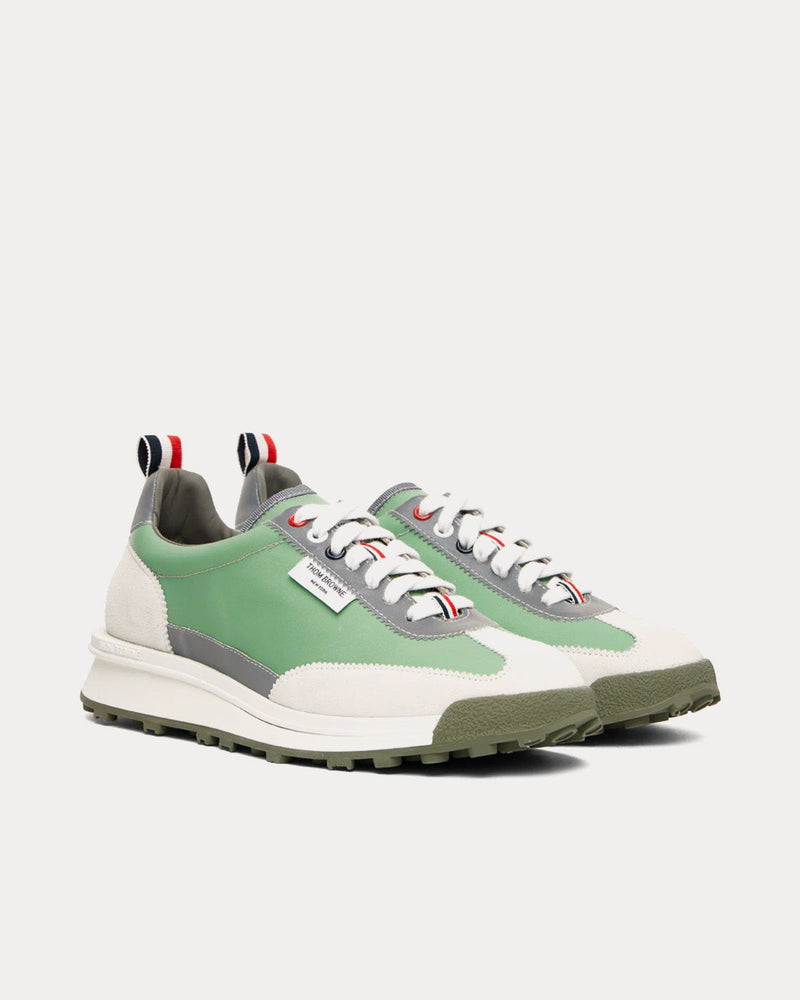 Thom Browne Tech Runner Reflective Nylon Green Low Top Sneakers - 3