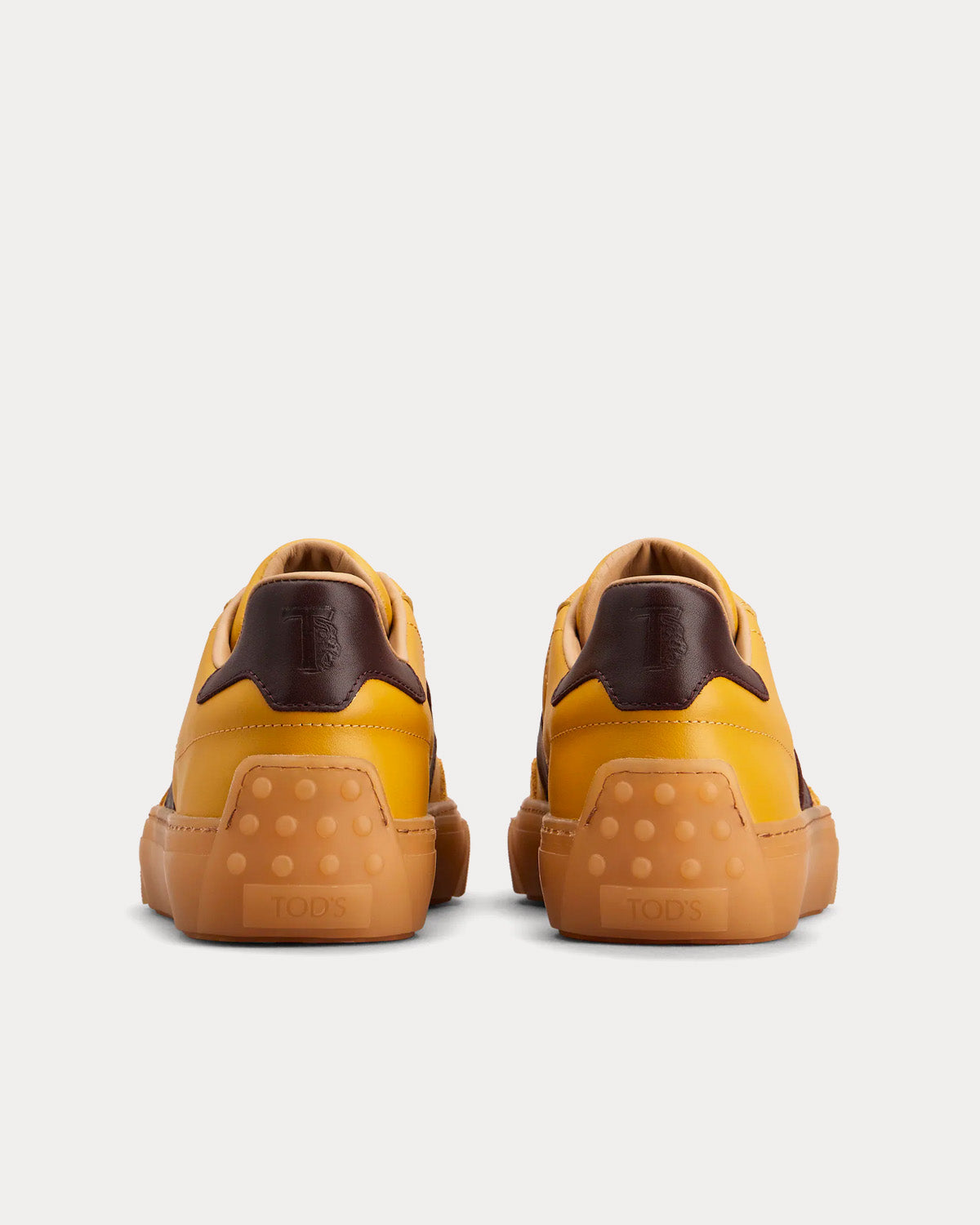 Tod's - Logo Stamped Smooth Leather & Suede Yellow / Brown Low Top Sneakers