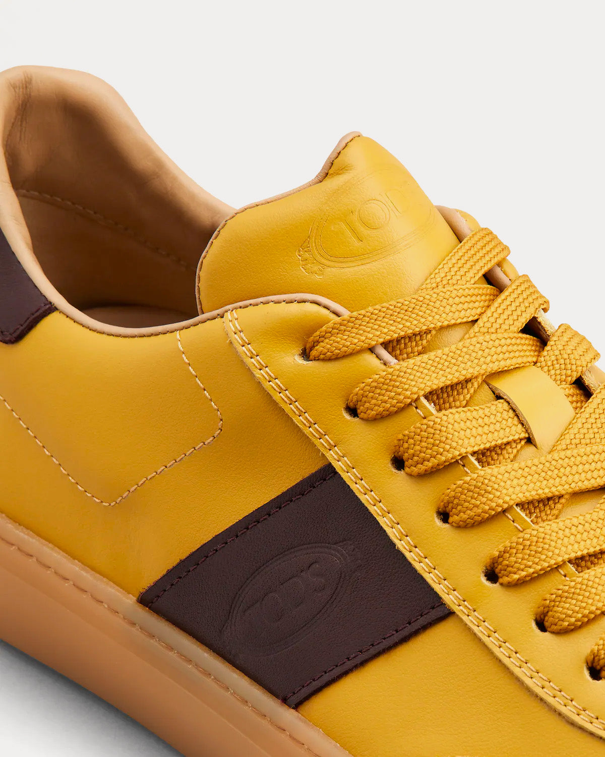 Tod's - Logo Stamped Smooth Leather & Suede Yellow / Brown Low Top Sneakers