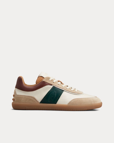 Tod's Tabs Suede & Smooth Leather Brown / Green / Off-White Low Top Sneakers