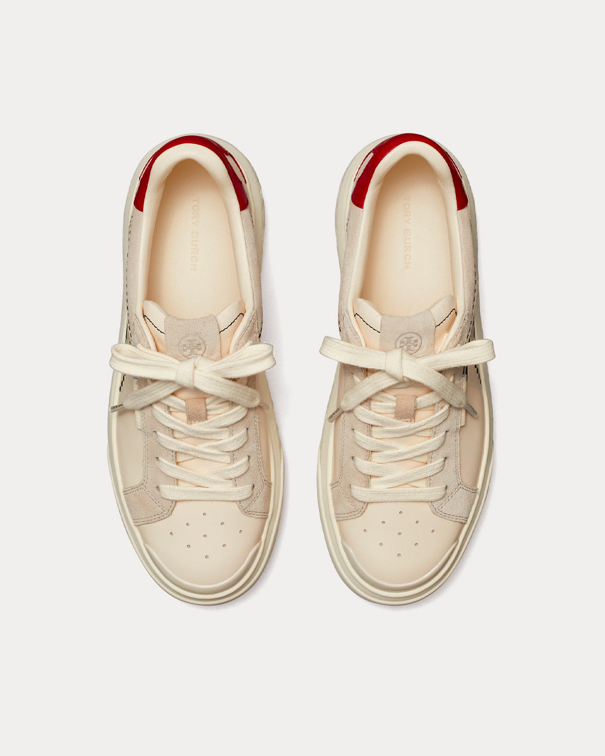 Tory Burch Ladybug Court Pixelated Rabbit Light Cream / Light Cream / Tory Red Low Top Sneakers - 2