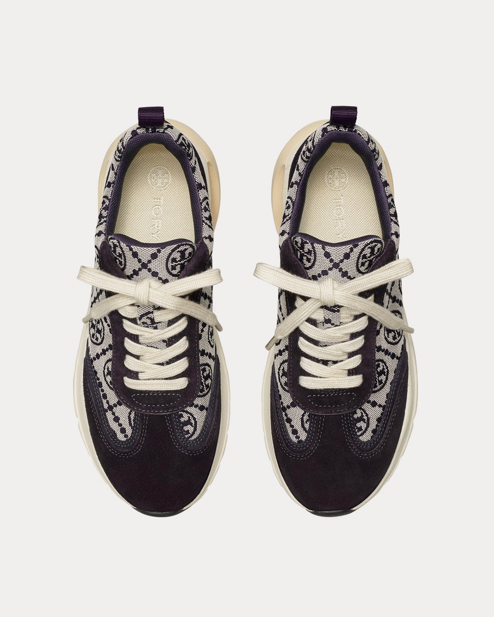 Tory Burch T Monogram Good Luck Navy Low Top Sneakers - 2