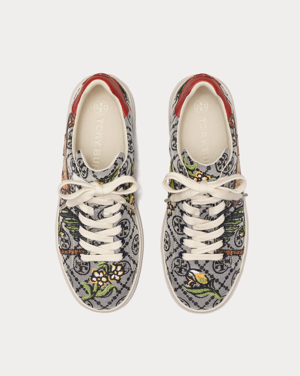 Tory Burch T Monogram Howell Embroidered Court Perfect Navy Cheetah / Juneberry Low Top Sneakers - 2